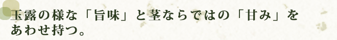 夏の抹茶の旨味と渋みのバランスが堪らない！茎茶「つばめ」