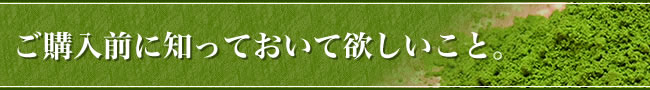 ご購入前に知っておいて欲しいこと。